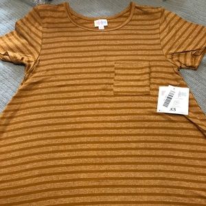 Lularoe Yellow/Mustard Stripe Carly Dress Size XS